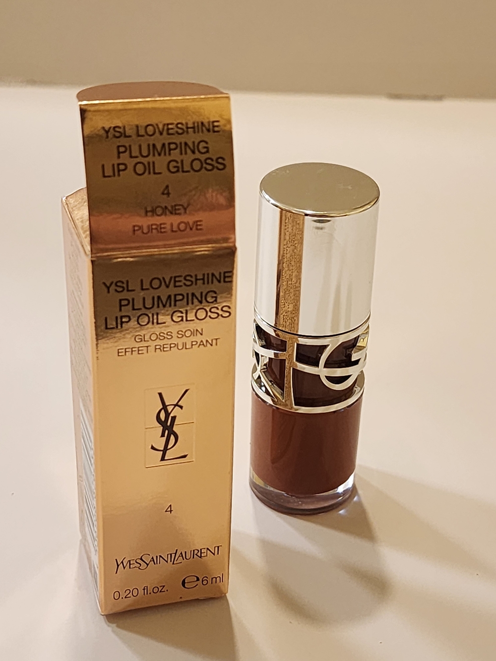 YSL LoveShine Plumping Lip Oil Gloss — Honey Pure Love